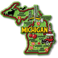 Colorful State Map Magnet - Michigan