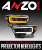 ANZO 2016-2022 Toyota Tacoma SR/SR5 ONLY Full LED Proj Headlights w/Light Bar Seq. Blk w/Initiation Lgt