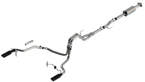 BORLA Cat-Back ExhaustF-150 2021 2.7L/3.5L Extended Cab, Standard Bed / Crew Cab, Short Bed 4" S-TYPE SPLIT REAR EXIT BLACK CHROME TIPS