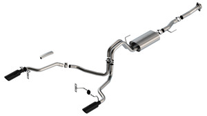 BORLA Cat-Back Exhaust F-150 2021 5.0L Regular Cab 2DR Standard/Short Bed 4" S-TYPE SINGLE SPLIT REAR EXIT Black CHROME TIPS