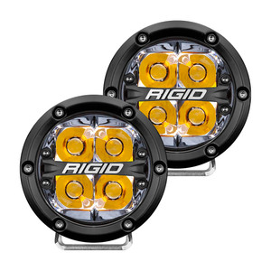 Rigid 360-Series 4" Led Off-Road Spot Beam Amber Backlight Pair