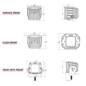 Rigid Diffused Rear Facing High/Low Surface Mount Red Pair D-Series Pro