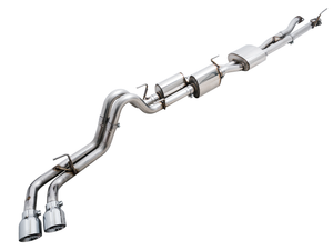 AWE 0FG Exhaust with BashGuard for 2016 - 2022 Gen III Toyota Tacoma 3.5L - Dual Chrome Silver Tips