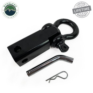 Overland Receiver Mount Recovery Shackle 3/4" 4.75 Ton w/ Dual Hole Black & Pin & Clip