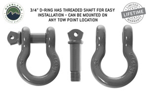 Overland Recovery Shackle 3/4" 4.75 Ton Grey - Sold In Pairs