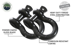 Overland Recovery Shackle 3/4" 4.75 Ton Black - Sold In Pairs