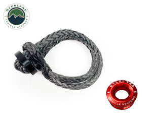Overland Combo Pack Soft Shackle 7/16" 41,000 lb. w/ Collar and Recovery Ring 2.5" 10,000 lb. Red