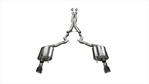 Corsa 3" Cat-Back Xtreme Dual Exhaust 4.5" Black Tips 15-17 Ford Mustang GT Convertible 5.0L V8 Stainless Steel