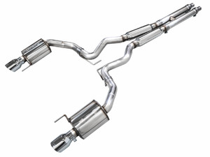 AWE Touring Edition Exhaust for S650 Mustang GT Fastback - Dual Chrome Silver Tips