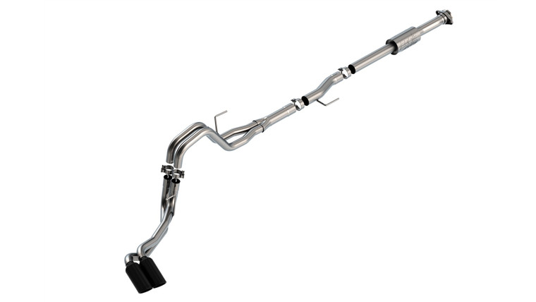 BORLA Cat-Back Exhaust F-150 2021 2.7L/3.5L Extended Cab, Standard Bed / Crew Cab, Short Bed 4" ATAK DUAL SIDE EXIT BLACK CHROME TIPS