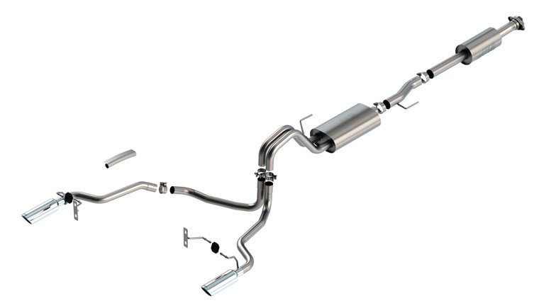 BORLA Cat-Back Exhaust F-150 2021 3.3L Extended Cab, Standard Bed / Crew Cab, Short Bed 4" S-TYPE SINGLE SPLIT REAR EXIT CHROME TIPS