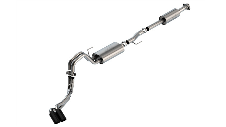 BORLA Cat-Back Exhaust F-150 2021 5.0L Extended Cab, Standard Bed / Crew Cab, Short Bed 4" TOURING DUAL SIDE EXIT BLACK CHROME TIPS