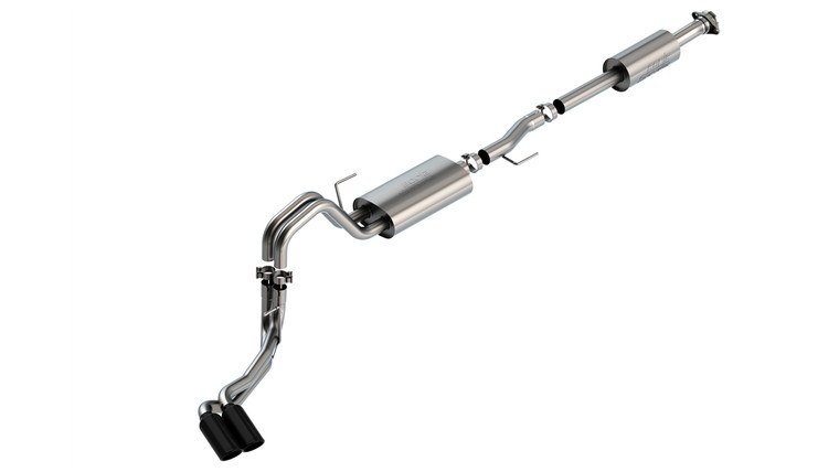 BORLA Cat-Back Exhaust F-150 2021 3.3L Extended Cab, Standard Bed / Crew Cab, Short Bed 4" TOURING DUAL SIDE EXIT BLACK CHROME TIPS