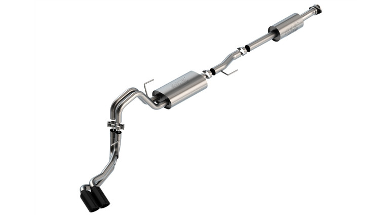 BORLA Cat-Back Exhaust F-150 2021 3.3L Extended Cab, Standard Bed / Crew Cab, Short Bed 4" ATAK DUAL SIDE EXIT BLACK CHROME TIPS