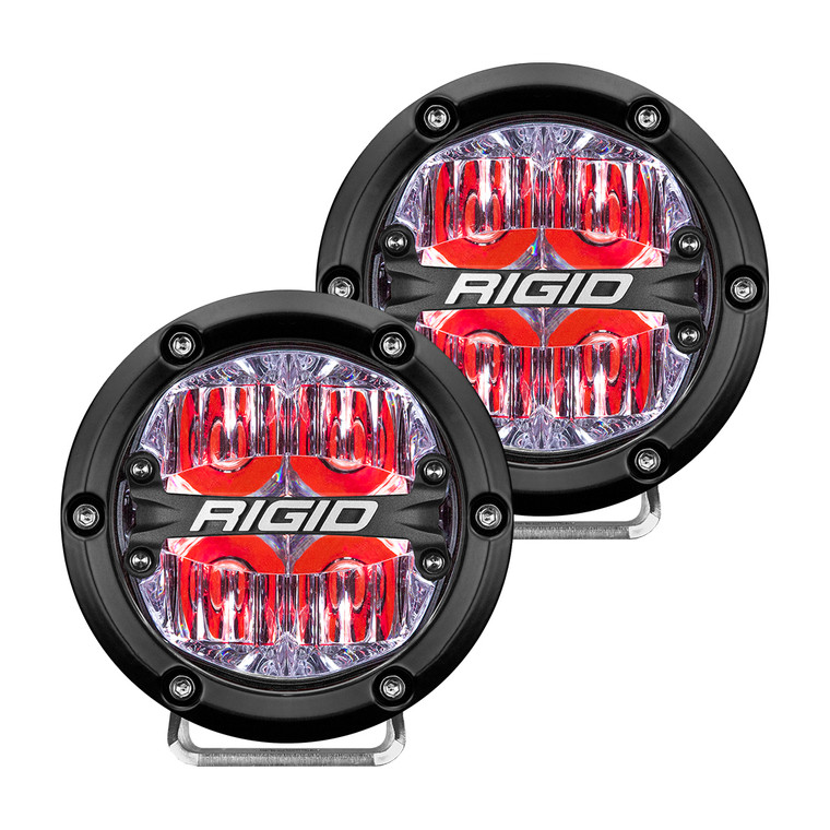 Rigid 360-Series 4" Led Off-Road Drive Beam Red Backlight Pair