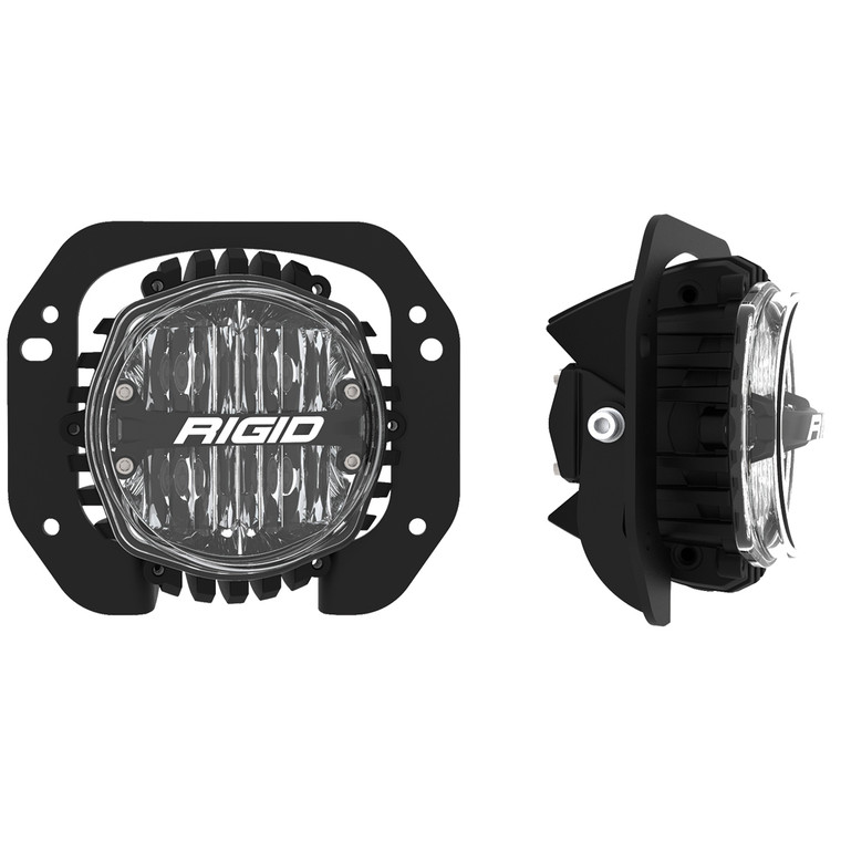 Rigid Jeep Jl/Gladiator Bumper Fog Mount Kit For 2018+ Jeep JL Rubicon/Gladiator 1 Piece Plastic With 360-Series 4.0" SAE White Lights