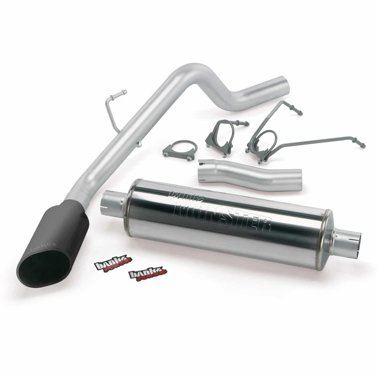 Banks Power Monster Exhaust System Single Exit Black Ob Round Tip 08 Dodge 5.7L Hemi 1500 SCSB/CCSB/CCLB