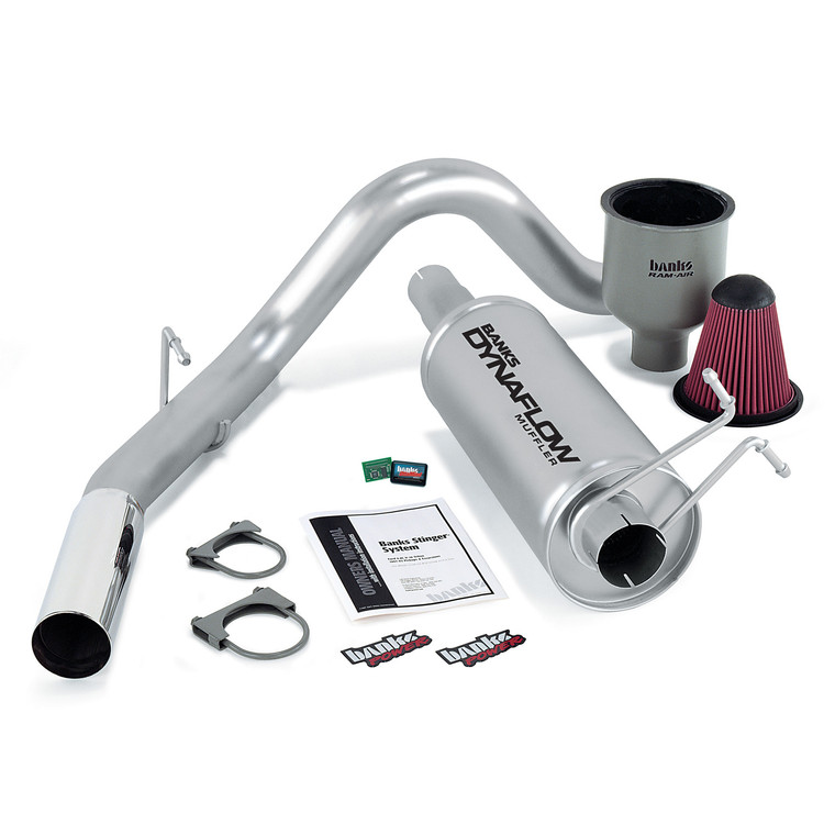 Banks Power Stinger Bundle Power System W/AutoMind chip Single Exit Exhaust Chrome Tip 99-04 Ford 6.8L Extended/Crew Cab