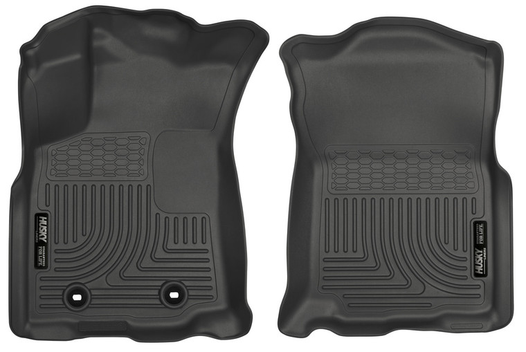 Husky Floor Liners Front 2016 Toyota Tacoma Auto Trans WeatherBeater-Black