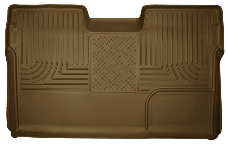 Husky Floor Liners 2nd Seat (Full Coverage) 09-14 Ford F-150 SuperCrew No Manual Transfer Case Shifter WeatherBeater-Tan