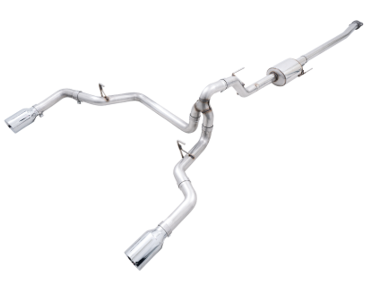 AWE 0FG Dual Split Rear Exhaust for 2021-2023 Ford F-150 - 5" Chrome Silver Tips