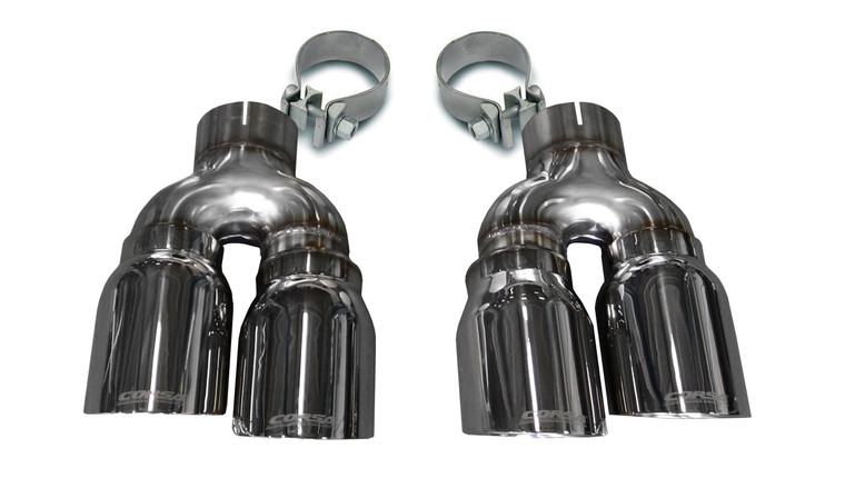 Corsa Two Twin 4" Polished Tips Clamps Included Dual Rear Exit For Corsa Cadillac ATS-V Exhaust Only Stainless Steel