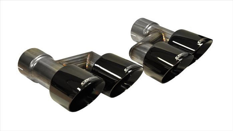 Corsa Two Twin 4" Black Tips Clamps Included Dual Rear Exit For Corsa Mustang GT Exhaust Only Stainless Steel