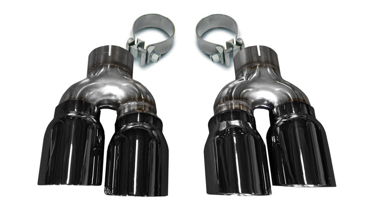 Corsa Two Twin 4" Black Tips Clamps Included Dual Rear Exit For Corsa Cadillac ATS-V Exhaust Only Stainless Steel