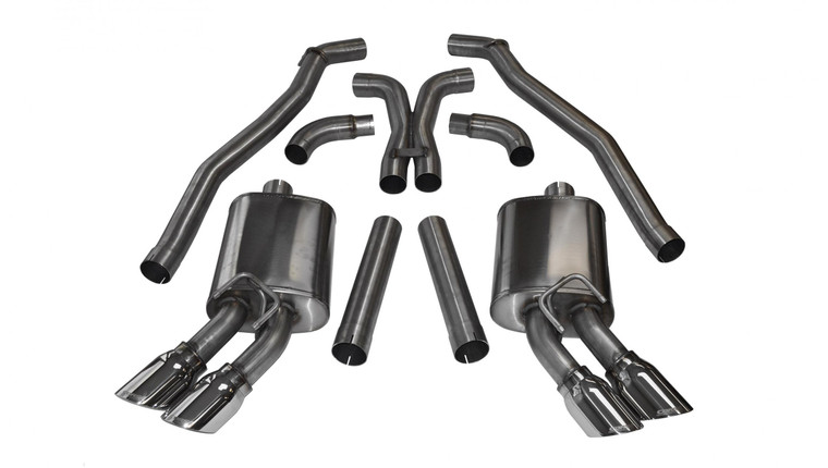 Corsa 3" Cat-Back Plus X-Pipe Sport Exhaust Dual Rear Exit 4" Polished Tips 12-15 Chevrolet Camaro ZL1 Coupe 6.2L V8 Stainless Steel