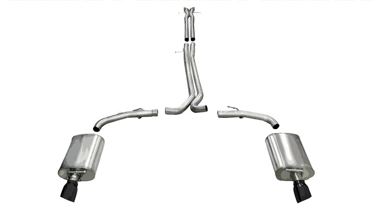 Corsa 2.5" Cat-Back Sport Dual Exhaust 4" Black Tips 10-17 Ford Taurus SHO/10-13 Lincoln MKS 3.5L V6 Turbo Stainless Steel