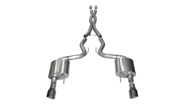 Corsa 3" Cat-Back Xtreme Dual Exhaust 4.5" Gunmetal Tips 15-17 Ford Mustang GT Fastback 5.0L V8 Stainless Steel