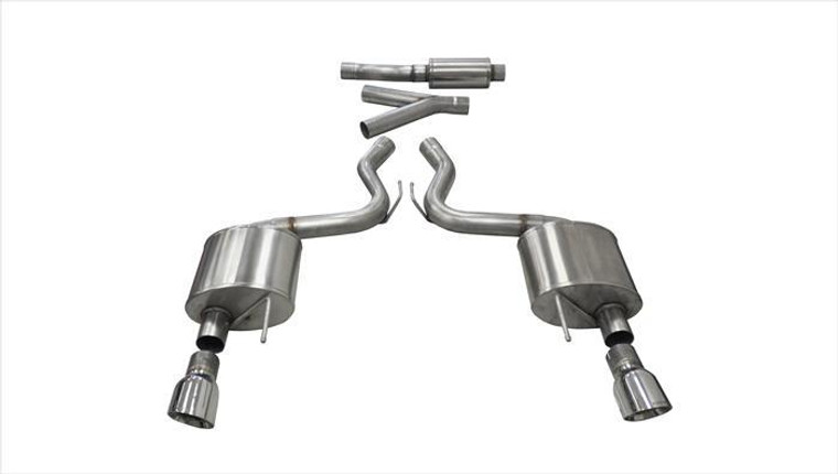 Corsa 3" Cat-Back Sport Dual Exhaust 4.5" Polished Tips 15-17 Ford Mustang EcoBoost Fastback 2.3L Turbo Stainless Steel