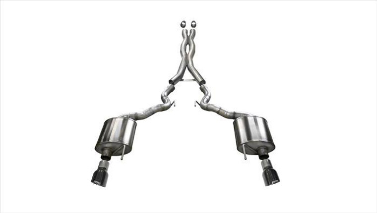 Corsa 3" Cat-Back Sport Dual Exhaust 4.5" Black Tips 15-17 Ford Mustang GT Convertible 5.0L V8 Stainless Steel