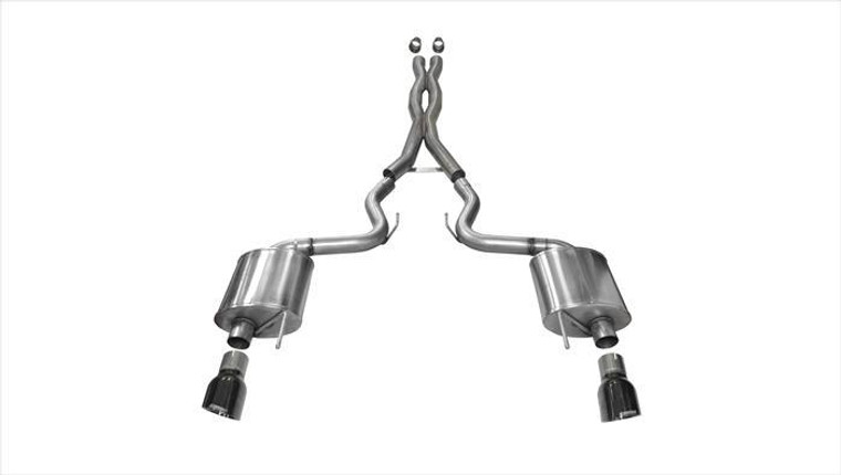 Corsa 3" Cat-Back Sport Dual Exhaust 4.5" Black Tips 15-17 Ford Mustang GT Fastback 5.0L V8 Stainless Steel