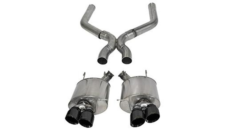 Corsa 3" Axle-Back Plus X-Pipe Sport Dual Exhaust Black 4" Tips 13-14 Mustang Shelby GT500 5.8L V8 Stainless Steel