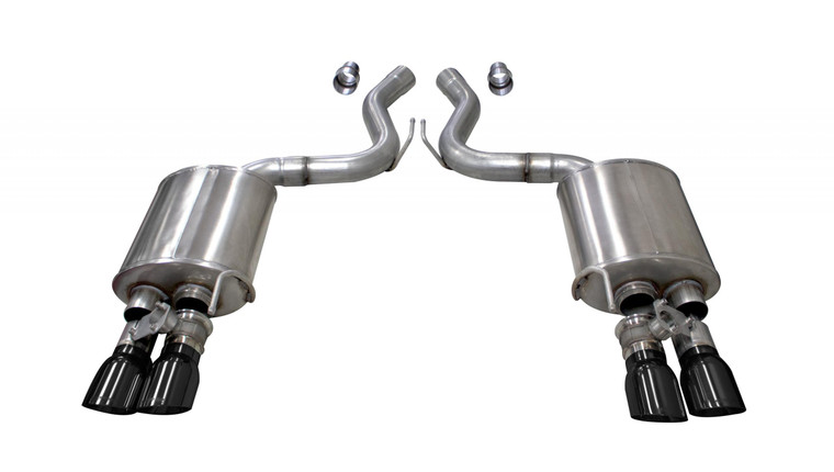 Corsa 3" Valved Axle-Back Sport Dual Exhaust Black 4" Tips 18-Present Mustang GT Fastback Active Valves 5.0L V8 Stainless Steel