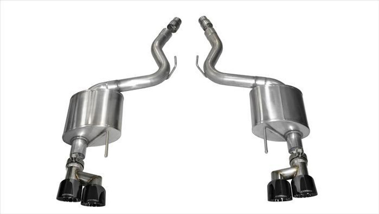 Corsa 3" Axle-Back Sport Dual Exhaust Black 4" Tips 15-Present Mustang GT Fastback 5.0L (Fits 18-Pres Non-Valve, Premium Pkg Only, Requires Roush Rear Valance Mods) Stainless Steel