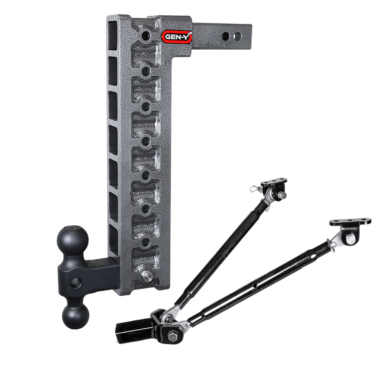 Gen-Y Mega Duty 2in Shank 17.5in Drop 10K Hitch w/GH-031 Dual-Ball w/GH-0100 Stabilizer Kit