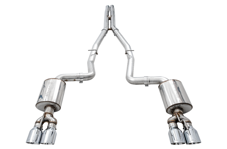 AWE Touring Edition Exhaust for 15+ Challenger 6.4 / 6.2 SC - Non-Resonated - Chrome Silver Quad Tips