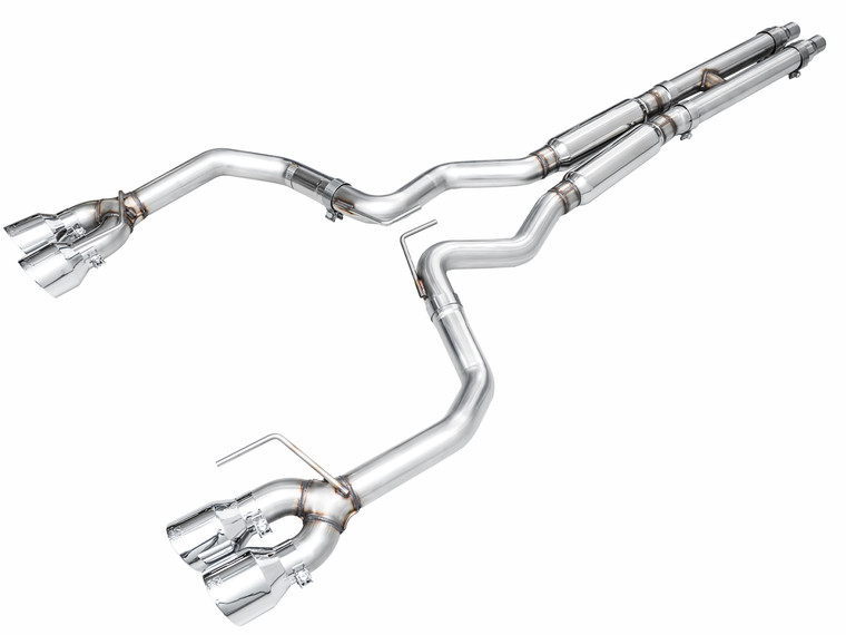 AWE Track Edition Exhaust for S650 Mustang GT Fastback - Quad Chrome Silver Tips