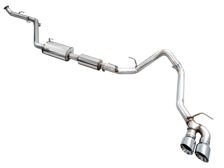 AWE 0FG Exhaust for 4th Gen Toyota Tacoma - Dual Chrome Silver Tips