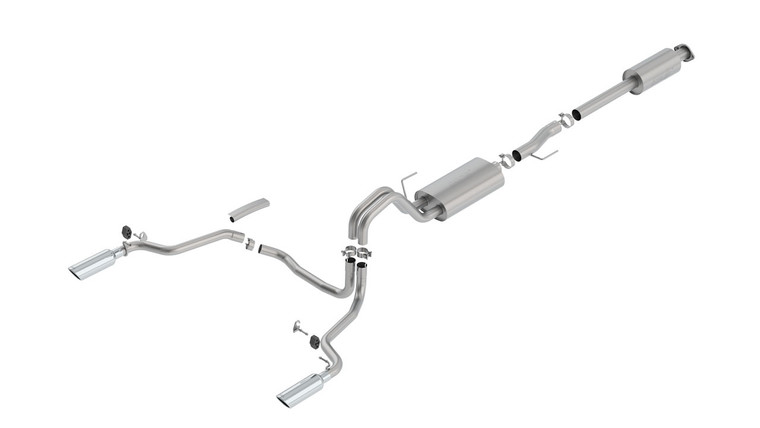 Borla 3" Into Muffler, Dual 2.25" Out Cat-Back Exhaust 2015-2020 Ford F-150 2.7l/ 3.5l V6 (Except Raptor/ Limited)/ 5.0l V8/ 2018-2020 3.3l V6, Touring Series -140614