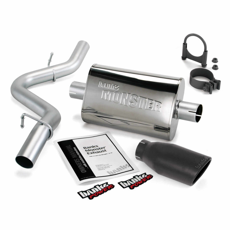 Banks Power 2.5" Monster Exhaust 97-99 Jeep Wrangler 2.5/4.0L - Black Tip