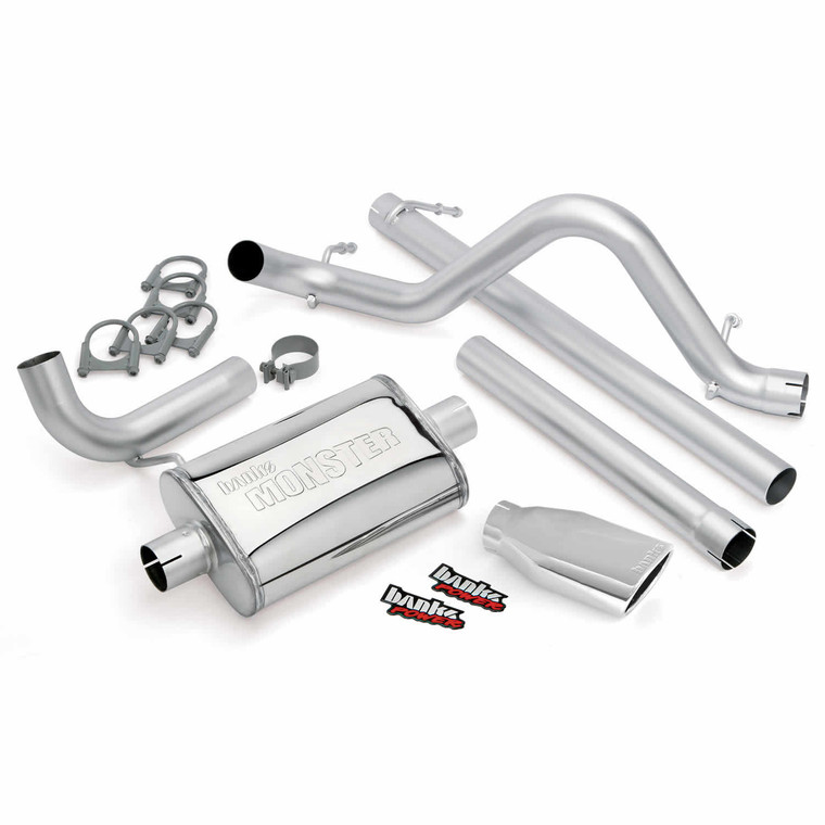 Banks Power 2.5" Monster Exhaust 2007-11 Jeep 3.8L Wrangler 4 Door Unlimited - Chrome Tip