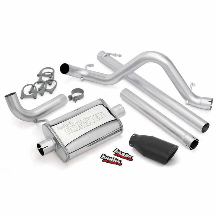 Banks Power 2.5" Monster Exhaust 2007-11 Jeep 3.8L Wrangler 4 Door Unlimited - Black Tip