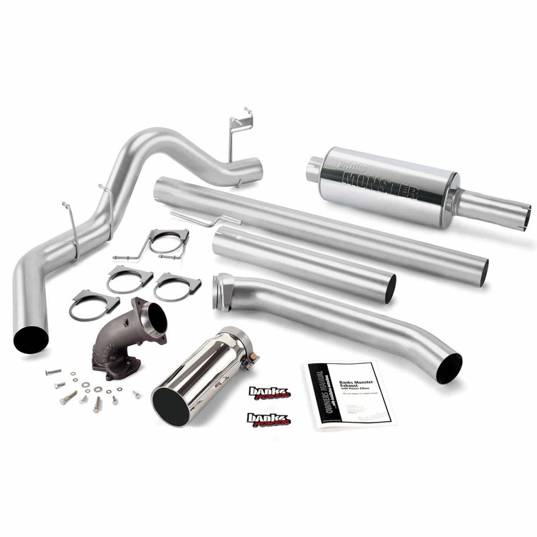 Banks Power 4" Monster Exhaust 98-02 Dodge Cummins 5.9L w/Power Elbow - Chrome Tip (Std. Cab)