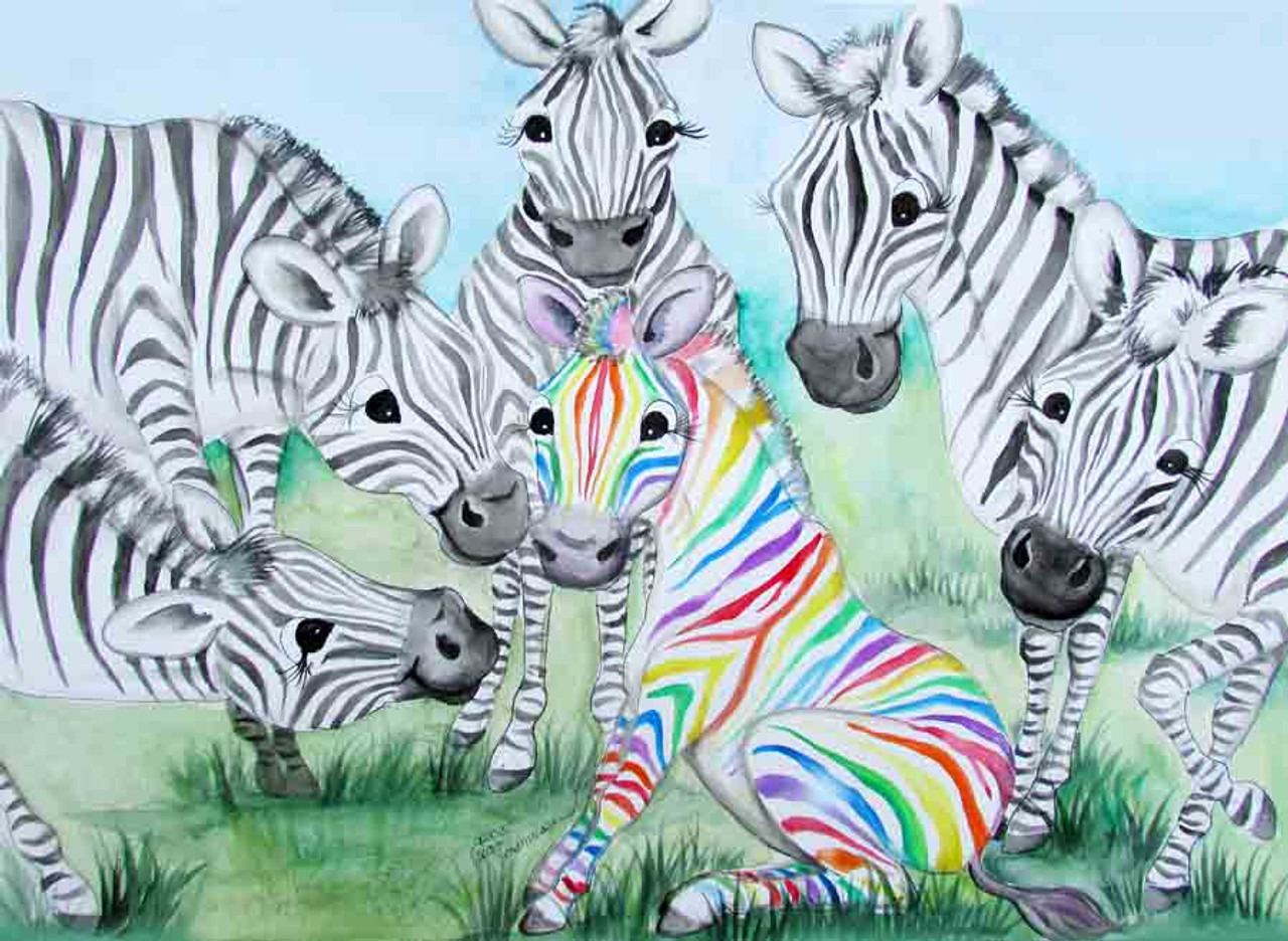 rainbow zebra card - Udderly Delightful Designs by Lisa Rasmussen