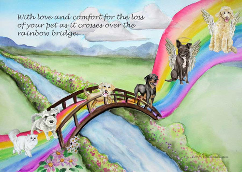 Rainbow bridge 5x7 notecard blank w envelope by Lisa Rasmussen