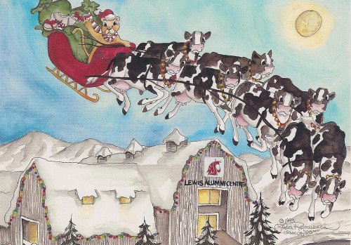 WSU alumni Sleigh cows Christmas