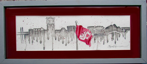 WSU silhouette original 10x20 watercolor framed WSU silhouette original 10x20 watercolor framed